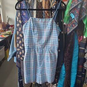 Blue Plaid Sleeveless Dress